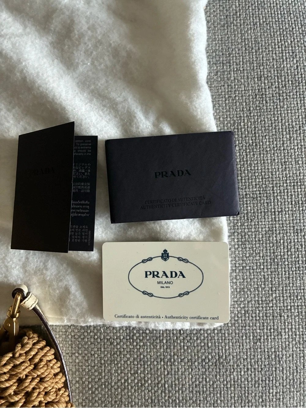 Prada Beige Braided-Trim Tote with Gold Hardware - Picture 2 of 9